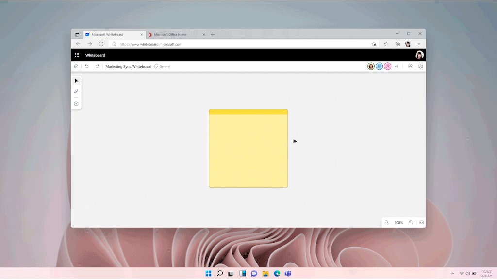 An animated image demonstrating sticky notes that include the author's name with the option to toggle this feature off on Whiteboard.