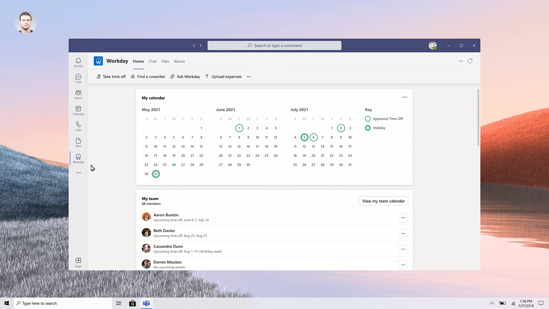 Visual demonstrating an tab built with Adaptive Cards UI components